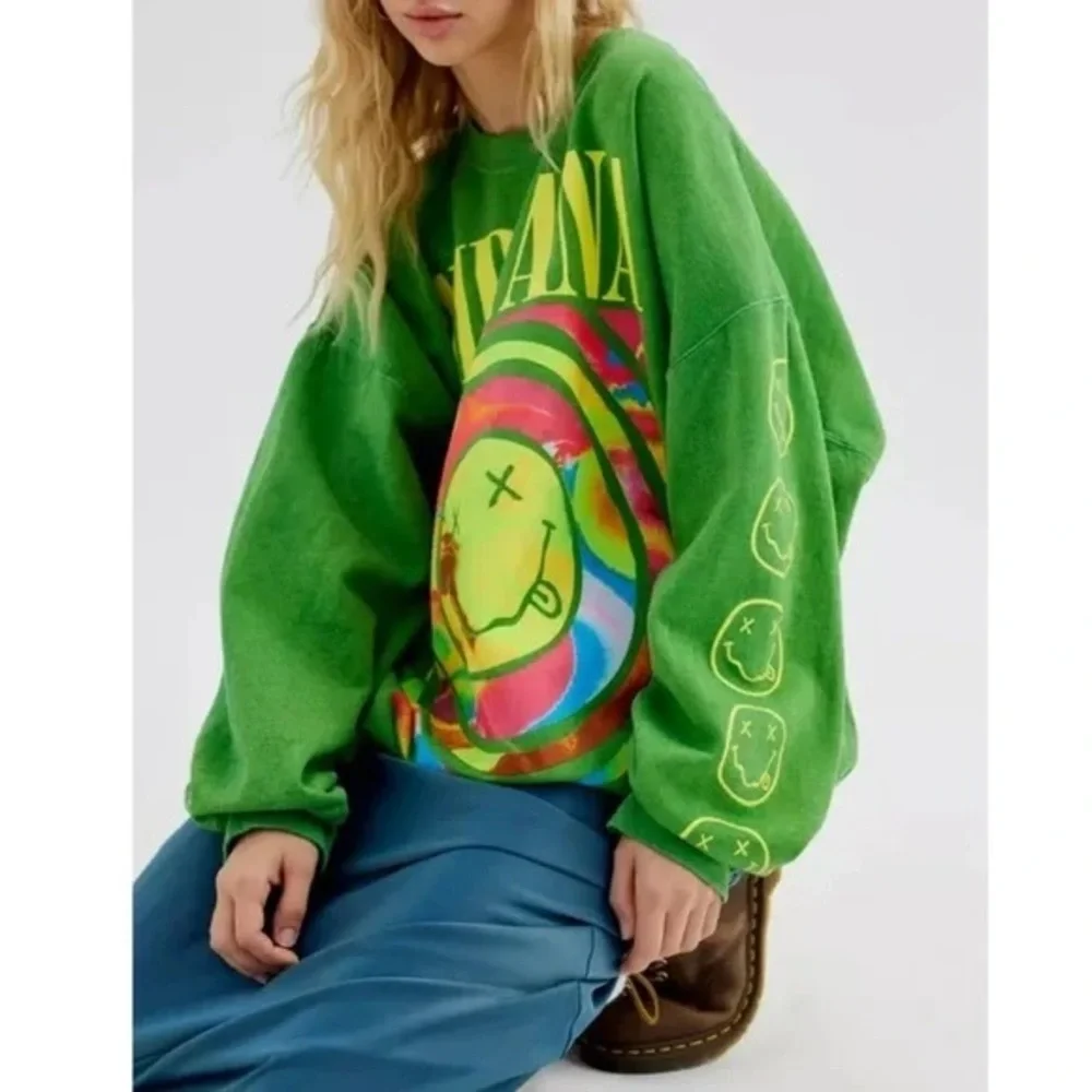 UO Nirvana Smile Oversized Crew Neck Sweathirt - Picture 3 of 14